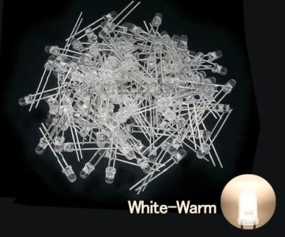 BASTEL-KLEINWAREN Leuchtdiode LED - 3MM - RUND - Weiß - Warm - Weiß NEU