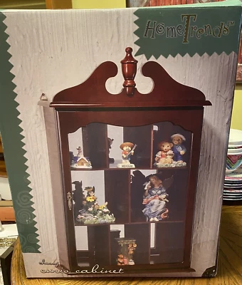 Vitrina de pared de madera con espejo gabinete de curiosidades cerezo tendencias para el hogar 8 estantes Foto 1 de 2