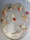 Fishing Lures Resin Lucite Clear Acrylic Oblong Toilet Seat Chrome AS IS