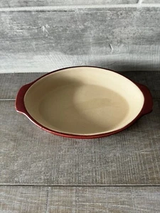 Pampered Chef Small Oval Baker Cranberry New Traditions 5.5” X 9.5” X 1.5” - Picture 1 of 5