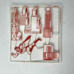 Vintage 1978 Wilton Superman DC Comics Cake Topper City Scene Candle Holders - Picture 1 of 4