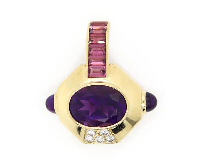 Lagos Diamond Pink Tourmaline and Amethyst Brooch in 18K - Image 1 of 4