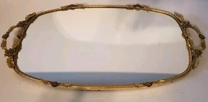 MATSON Vintage Waschtisch Kommode Ormolu Tablett Blumen verspiegelt 10"x 19"  - Bild 1 von 24