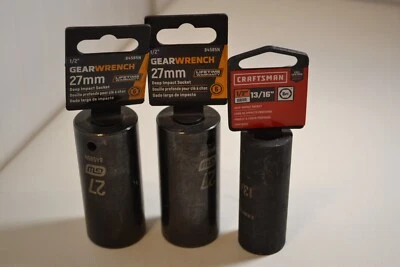 LOT OF 3 Gearwrench & Craftsman 1/2" & 13/16" 6 point - Image 1 of 2