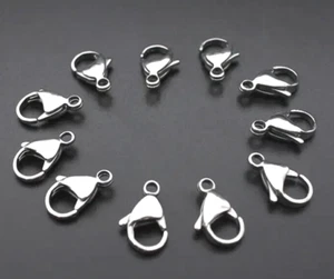 10.6MM 6 GRADE A STAINLESS STEEL 304 LOBSTER CLASPS FINDINGS JEWELLERY MAKING - Picture 1 of 24