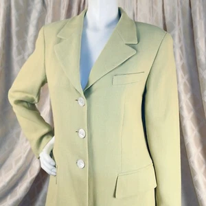ESCADA Damenjacke Mantel grün limette Hauch von gestreift Wollmischung Größe 6 38 - Bild 1 von 11
