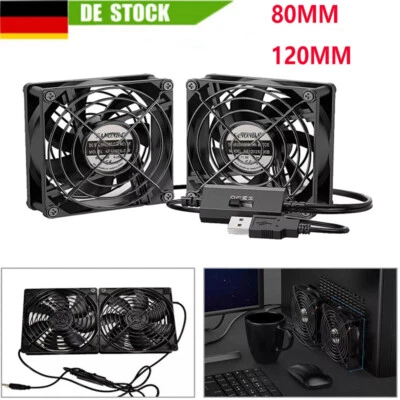 USB Ventilator lüfter 120/ 80mm 2in1 Leise PC Gehäuselüfter Einstellbare Fan 5V~ - Bild 1 von 4