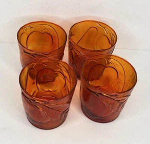 Lot of 4 Orange Cocktail Glasses Embossed Fruit Made in Italy Vintage? NO Chips - Picture 1 of 10
