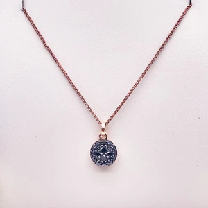 18ct Rose Gold & Natural Black Diamond Cluster Pendant 0.42cts with Chain - Picture 1 of 6