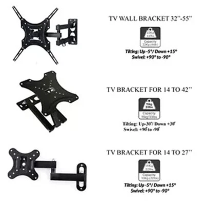 TV Wall Bracket Stand Tilt & Swivel for 14 32 37 40 42 43 50 55 Inch Monitor LCD - Image 1 of 4