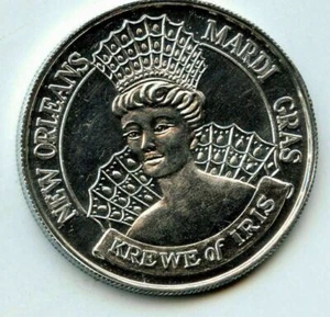 Mardi Gras Doubloon Krewe of Iris 2002 Alumnium - Imagen 1 de 2