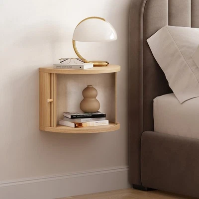 16英寸浮动床头柜架带滑动门和储物柜-浮床... — 第 1/4 张图片