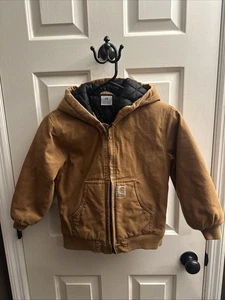 Carhartt Niños Niños Chaqueta Activa con Capucha Acolchada Forrada Abrigo Marrón S 7/8 - Imagen 1 de 18