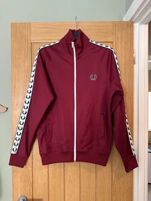 Fred Perry Burgundy Taped Track Jacket Size S Full Zip Mod Iconic Tawny Port LN - Image 1 of 4