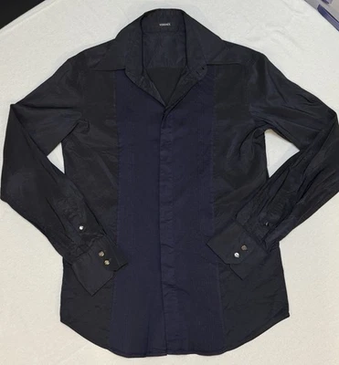 Camisa Gianni Versace Para Hombre 48 Pequeña Negra Abotonada Italia Diseñador Manga Larga Foto 1 de 4