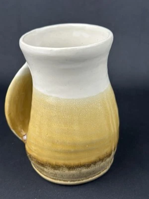 Rowe Pottery Mug "Hand Warmer" Cup Browns Tan Stamped Bottom Stoneware Heavy EUC - Image 1 of 4