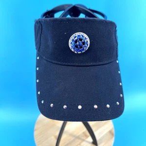 Sonnenblende Damen schwarz blau klar Strass Riemen hinten - Bild 1 von 9