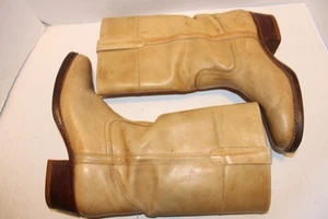 Father and Son Leather Round Toe Cowboy Western Boots 8.5 Tan - Picture 1 of 9