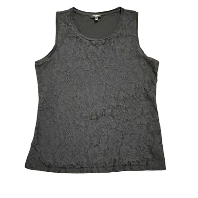 Talbots Mujer Negro Encaje Frontal Tanque SP Foto 1 de 4