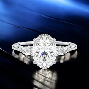 Engagement Ring 0.30 Ct Diamond Semi Mount Oval Cut Setting 950 Platinum - Picture 1 of 10