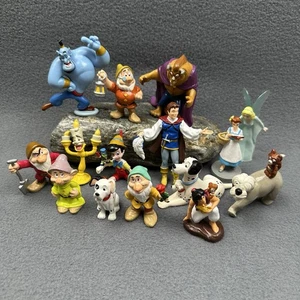 Disney Figures Pictured Lot Of 15 Figures, Blue Fairy, Beast, Dopey, And More - Picture 1 of 15