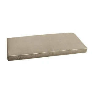 Sunbrella Taupe w/ Ivory Indoor/ Outdoor Bench Cushion 37" - Picture 1 of 5