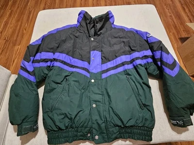 Vintage Triple F.A.T. Goose TFG Down Jacket XL Korea Green Black Purple READ DES - Image 1 of 4