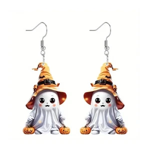 Halloween Phantom Pumpkin Acrylic Earrings For Eerie Party Costume Accessories - Picture 1 of 8