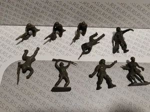 VTG 1960s Tim-Mee Toys Green Plastic Toy Soldiers Set of 9 - Picture 1 of 12