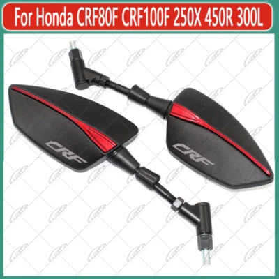 Red Motorcycle Side Rearview Mirrors For Honda CRF80F CRF100F 250X 450R 300L NEW - Imagem 1 de 4