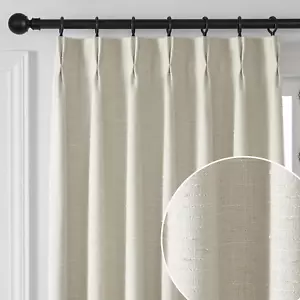 Pinch Pleat Linen Sheer Curtain for Bedroom,Back Tab Stripe Transparent Voile... - Picture 1 of 5