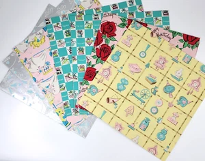 Vtg 60s 70s Wrapping Tissue Paper Mixed Lot Kitsch Baby Wedding Birthday Shower - Picture 1 of 12