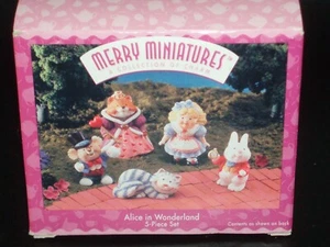 HALLMARK Merry Miniatures ALICE IN WONDERLAND  5 Piece Set 1996 NIB - Picture 1 of 7