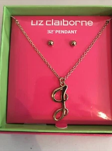 Liz Claiborne Necklace And Earring Set Letter g One size Ret$18(5hmbx-59-9) - Picture 1 of 2