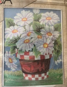 Printed needlepoint tapestry kit With Floss 20x25 Cm Flowers In A Pot Rto - Picture 1 of 4