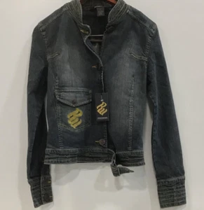 ROCAWEAR Stretch Denim Jean Jacket Y2K Hip-Hop Rap Dance Junior Sz L - Picture 1 of 3
