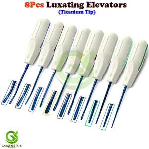 Set lussazione odontoiatrica 8 pezzi punta titanio elevatori chirurgia orale estrazione - Foto 1 di 9