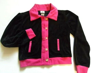 Girls Route 66 Velour Jacket - Black/Pink, Size: 10/12  (P) - Image 1 of 4