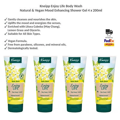 Jabón corporal Kneipp Enjoy Life - Gel de ducha natural y vegano para mejorar el estado de ánimo 4x200 ml Foto 1 de 3