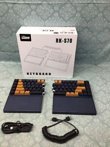 RK Royal Kludge RKS70 Split Mechanical Keyboard Silver Switches Black OB Used.