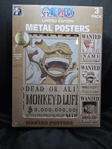 One Piece Limited Edition Metal Wanted Poster 3 Pack Collection Dead Or Alive - Picture 1 of 5