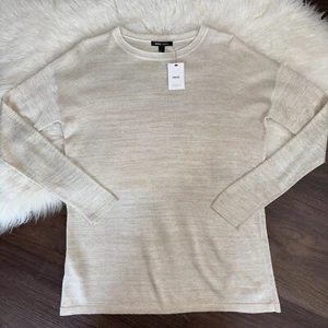 MNG Basics neu mit Etikett Damenpullover mittelbraun gold funkelnd leicht mit Knopfrücken - Bild 1 von 13