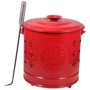 Stainless Steel Red Burning Barrel Metal Garden Incinerator Can - Bild 1 von 11
