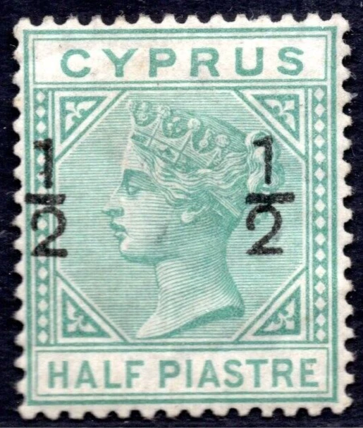 CYPRUS 1982 1/2 ON 1/2 PI. QUEEN WATERMARK CA WITH SPUR ON "1" S.G. #35C MINT - Image 1 of 2