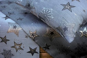 Weihnachten Grau Silber Sterne Mitteldecke Tischläufer Kissenhülle 45=29 - Bild 1 von 27
