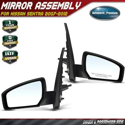 2 件手动调整镜非折叠适用于日产 Sentra 2007 2008 - 2012 年轿车 — 第 1/4 张图片