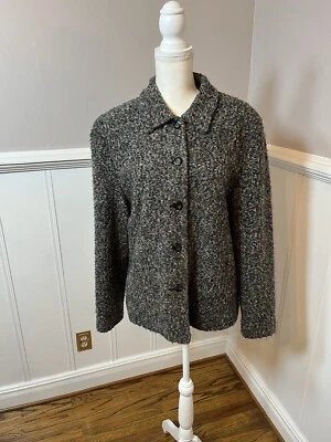 Jaqueta Briggs Fuzzy Tweed Blazer Casaco de Ervilha Feminina Tamanho 1X Vintage Antiga  - Imagem 1 de 4