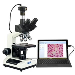 OMAX 40X-2500X Phase Contrast Compound Trinocular Microscope+9MP Digital Camera - Picture 1 of 8
