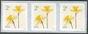 US. 5903. 2c. Narcisos. Tira de bobina de 3. MNH. 2024 - Imagen 1 de 1