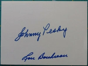 Lou Boudreau and Johnny Pesky dual autographed index card. Red Sox - Picture 1 of 1